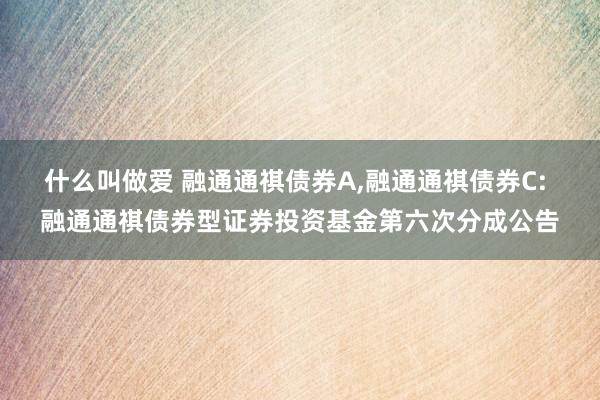 什么叫做爱 融通通祺债券A,融通通祺债券C: 融通通祺债券型证券投资基金第六次分成公告