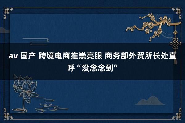 av 国产 跨境电商推崇亮眼 商务部外贸所长处直呼“没念念到”
