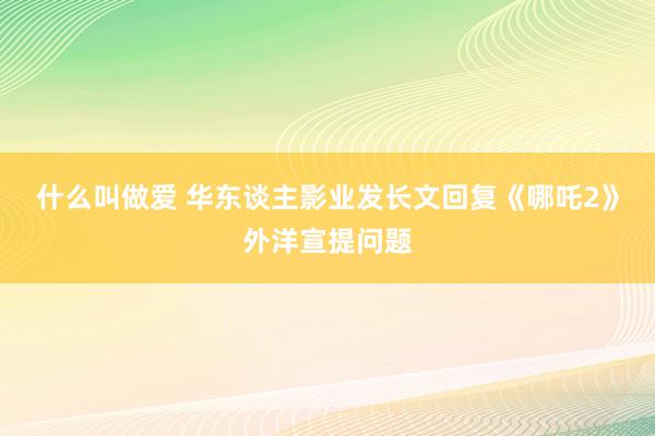 什么叫做爱 华东谈主影业发长文回复《哪吒2》外洋宣提问题