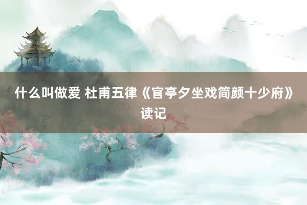 什么叫做爱 杜甫五律《官亭夕坐戏简颜十少府》读记