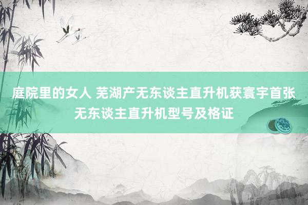 庭院里的女人 芜湖产无东谈主直升机获寰宇首张无东谈主直升机型号及格证