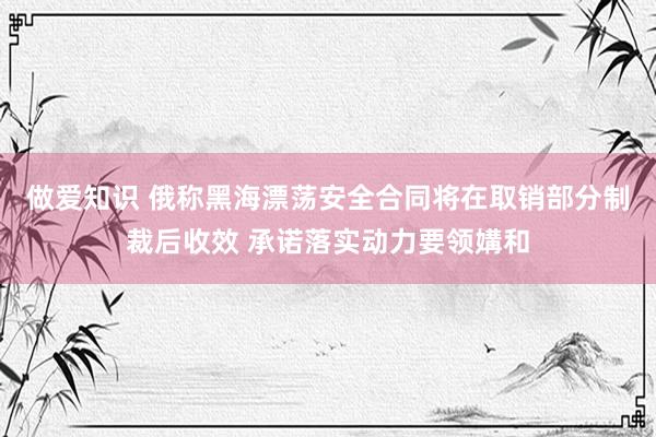 做爱知识 俄称黑海漂荡安全合同将在取销部分制裁后收效 承诺落实动力要领媾和