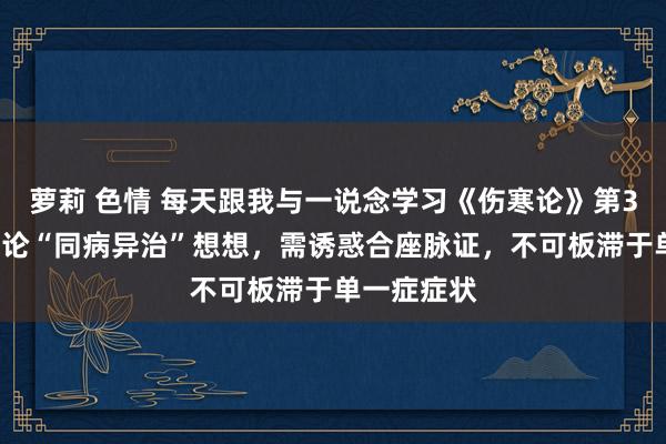 萝莉 色情 每天跟我与一说念学习《伤寒论》第39条丨伤寒论“同病异治”想想，需诱惑合座脉证，不可板滞于单一症症状