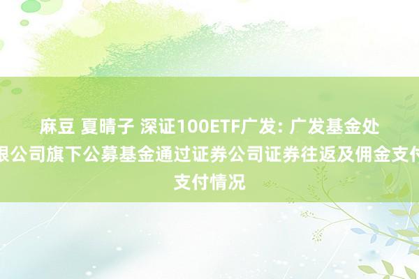 麻豆 夏晴子 深证100ETF广发: 广发基金处置有限公司旗下公募基金通过证券公司证券往返及佣金支付情况