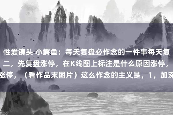 性爱镜头 小鳄鱼:每天复盘必作念的一件事每天复盘:一,下载日线数据。 二,先复盘涨停,在K线图上标注是什么原因涨停,(看作品末图片)这么作念的主义是,1,加深涨停印象,老练票...