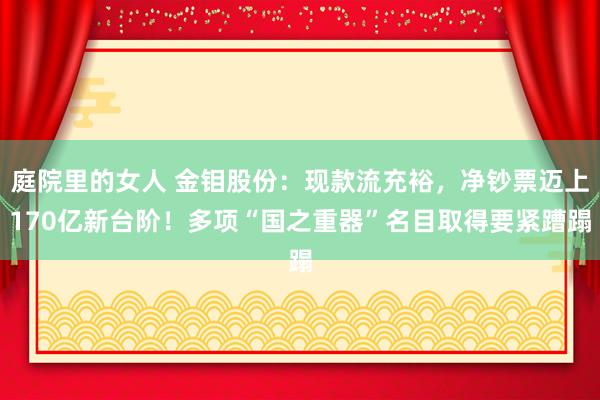 庭院里的女人 金钼股份：现款流充裕，净钞票迈上170亿新台阶！多项“国之重器”名目取得要紧蹧蹋
