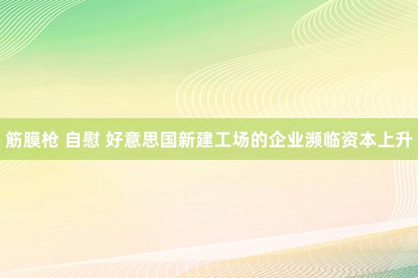 筋膜枪 自慰 好意思国新建工场的企业濒临资本上升