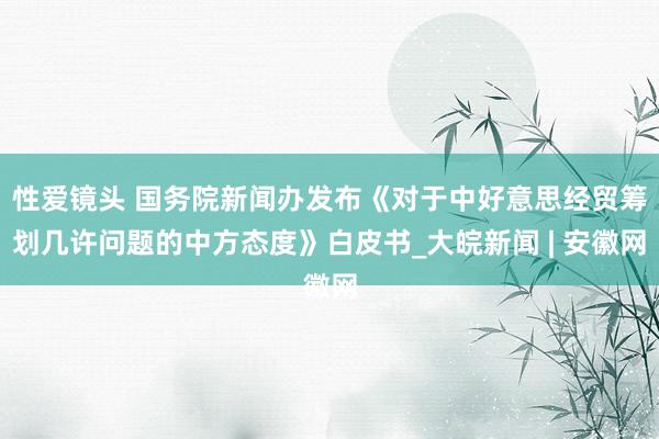 性爱镜头 国务院新闻办发布《对于中好意思经贸筹划几许问题的中方态度》白皮书_大皖新闻 | 安徽网