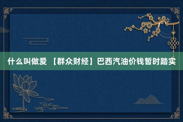 什么叫做爱 【群众财经】巴西汽油价钱暂时踏实
