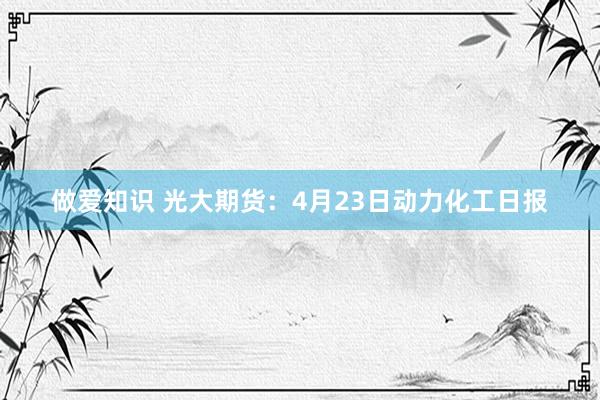 做爱知识 光大期货：4月23日动力化工日报