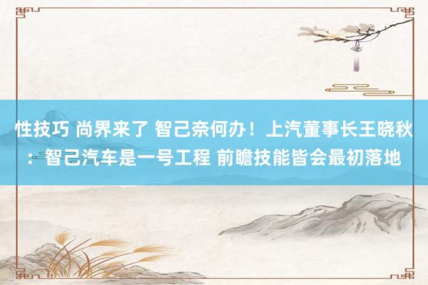 性技巧 尚界来了 智己奈何办！上汽董事长王晓秋：智己汽车是一号工程 前瞻技能皆会最初落地